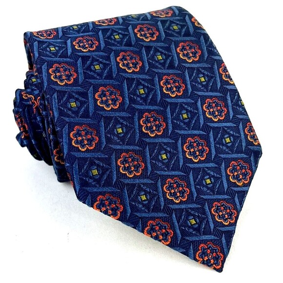Robert Talbott Tie Best of Class 100% Silk Blue Geometric Necktie Made in USA